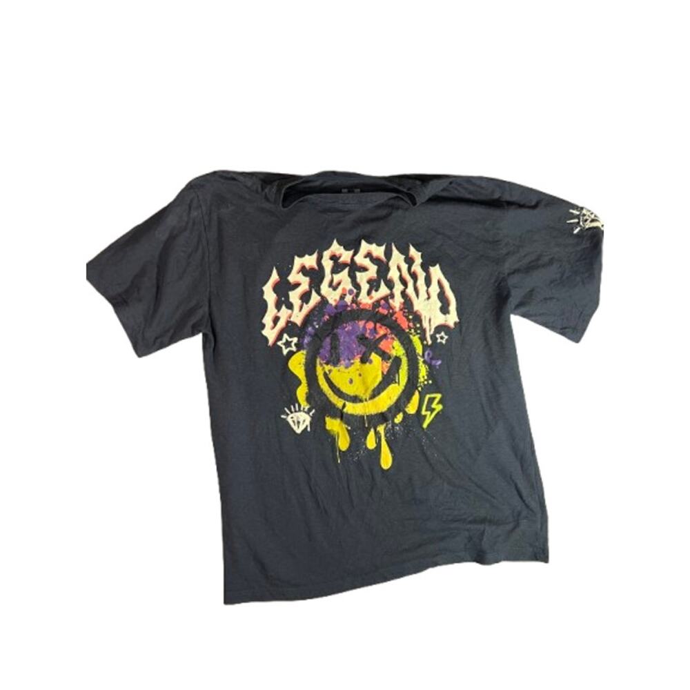 Black "Legend" graffiti dripping smiley face t-shirt XL